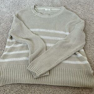Cream and tan striped sweater